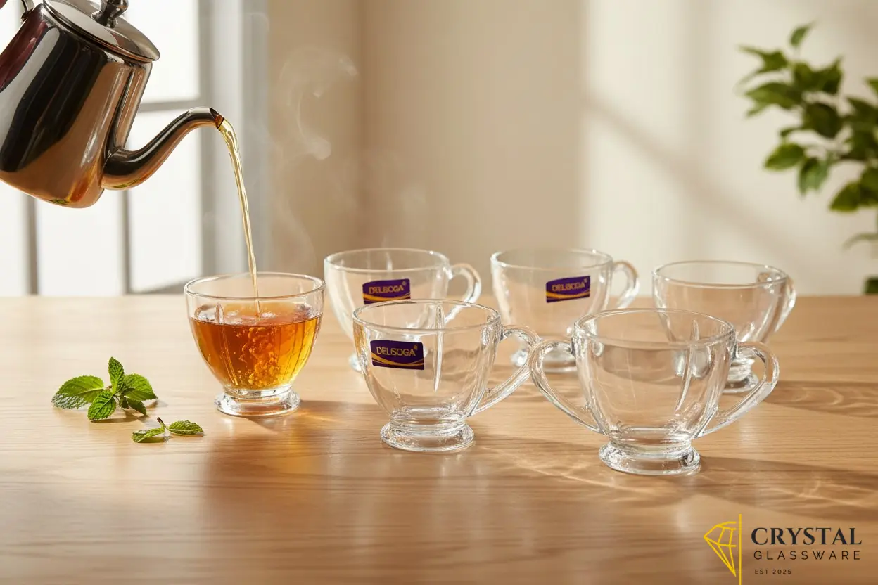 Delisoga Set of 6 Clear Glass Tea Mugs 